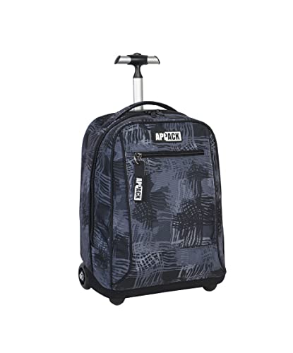 Appack Trolley, 2 in 1, Schulranzen mit Rollen, Rucksack mit Trolleyfunktion für Kinder, ab 1. Klasse, für Schule, Reisen, Mädchen&Jungen; schwarz/grau von Appack