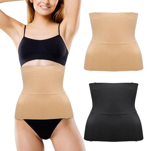 Apricitie 2er Set Damen Waist Trainer Unterbrust Korsett Bauchweg Taillenformer Postpartum Belly Wrap Taillenmieder Bauchweggürtel Corsage Shapewear,XL/XXL von Apricitie