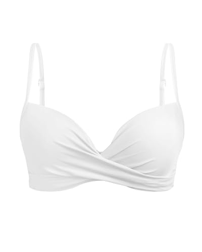 Aqua Eve Damen-Bikinioberteil mit Bügel, Push-Up-BH, Badeanzug, Tops, gepolstertes Badeanzugoberteil, Weiss/opulenter Garten, Medium von Aqua Eve