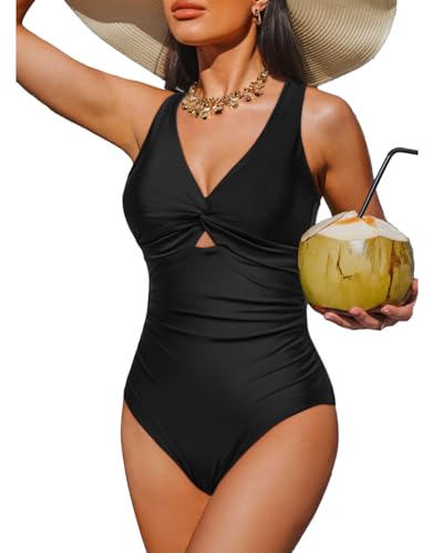 Aqua Eve Einteiliger Damen-Badeanzug, Bauchkontrolle, Push-Up-Badeanzug, ausgeschnittene Bademode, 2025, Schwarz, XL Aqua Eve Einteiliger Damen-Badeanzug, Bauchkontrolle, Push-Up-Badeanzug, ausgeschnittene Bademode, 2025, Schwarz, XL von Aqua Eve
