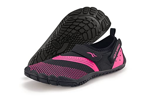 Aqua Speed AGAMO modische Aqua Schuhe + Mesh Beutel | Profilsohle | Agamu - schwarz/pink | Gr.: 35 von Aqua Speed