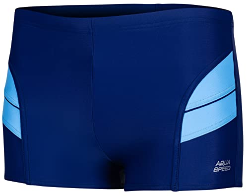 Aqua Speed Andy Boxer Badehose Kinder Jungen + gratis eBook | Kurze Schwimmhose | UV Badebekleidung | Kastenbadehose Navy Blau - Größe:122 von Aqua Speed