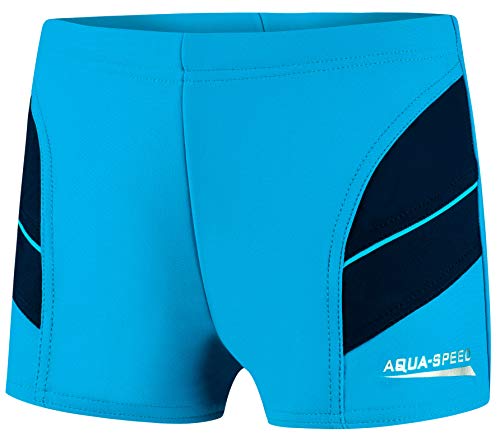 Aqua Speed Enge Boxer Badehose Jungen + gratis eBook | Wettkampf Schwimmhose für Jungs | Training UV Badebekleidung | 24. Blau Navy Gr. 104 | Andy von Aqua Speed