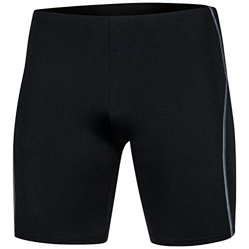 Aqua Speed Jungen UV Badehosen Knielang eng + gratis eBook | Sport Schwimmhose | Schwarze Badepants | Swim Trunks | Blake, Gr. M, Schwarz Grau von Aqua Speed