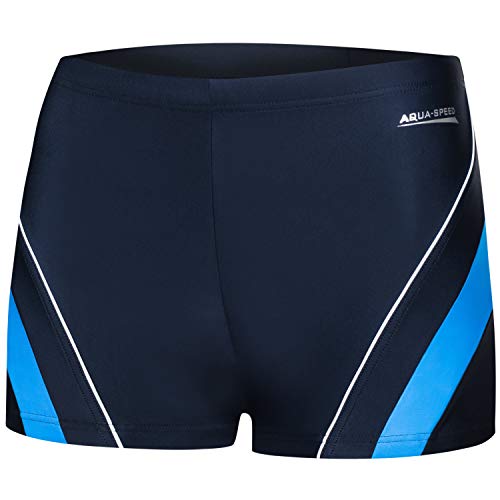 Aqua Speed Kastenbadehose Herren + gratis eBook | Jungs Badehose | Moderne Boxer Schwimmhose Männer | Schwimmbekleidung | Dennis, Gr. M, 42 Navy Blue von Aqua Speed