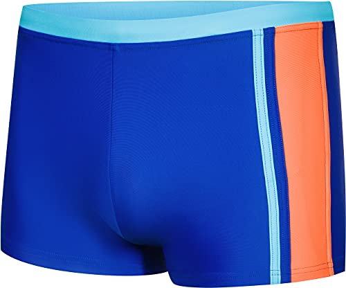 Aqua Speed Max Jungen Badehose | Schwimmhose | 110-152 cm | Modern UV-Schutz | Chlor resistent | Kordelzug 24. Marineblau/H.Blau/Orange - Max Gr. 122 von Aqua Speed