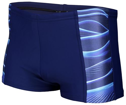 Aquarti Herren Badehose Kurz Sportlich Streifen, Farbe: 11307 Dunkelblau/Blau, Größe: L Aquarti Herren Badehose Kurz Sportlich Streifen, Farbe: 11307 Dunkelblau/Blau, Größe: L von Aquarti