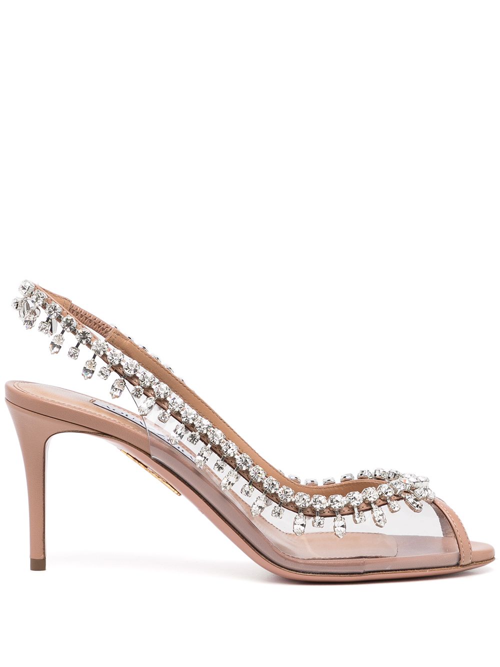 Aquazzura Temptation Crystal Slingback-Pumps 75mm - Weiß von Aquazzura