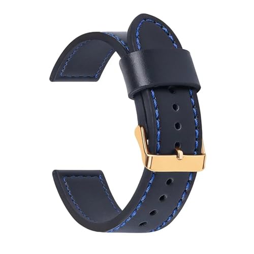 Aqxycvb 18mm 20mm 22mm 24mm Vintage Echtes Leder Uhrenarmband Universal Armband Männer Frauen Sport Ersatz Zubehör Sport band (Color : Black blue-rose gold, Size : 20mm) von Aqxycvb