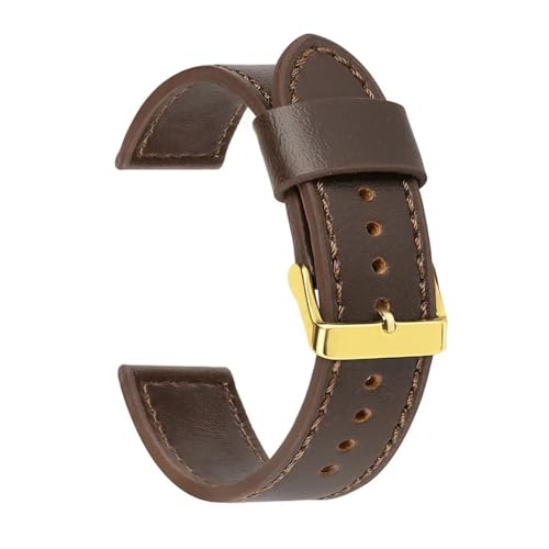 Aqxycvb 18mm 20mm 22mm 24mm Vintage Echtes Leder Uhrenarmband Universal Armband Männer Frauen Sport Ersatz Zubehör Sport band (Color : Brown-gold, Size : 20mm) von Aqxycvb