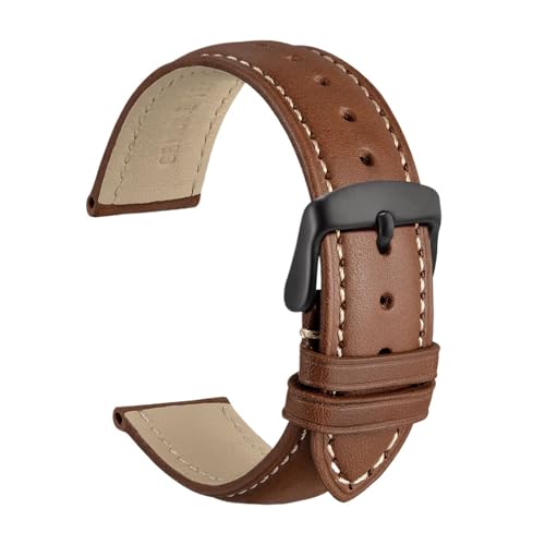 Aqxycvb Echtes Leder Uhrenarmband 14mm 16mm 18mm 19mm 20mm 21mm 22mm 23mm 24mm Ersatzbänder Armband for Männer Frauen (Color : Cinnamon Brown-B, Size : 20mm) von Aqxycvb