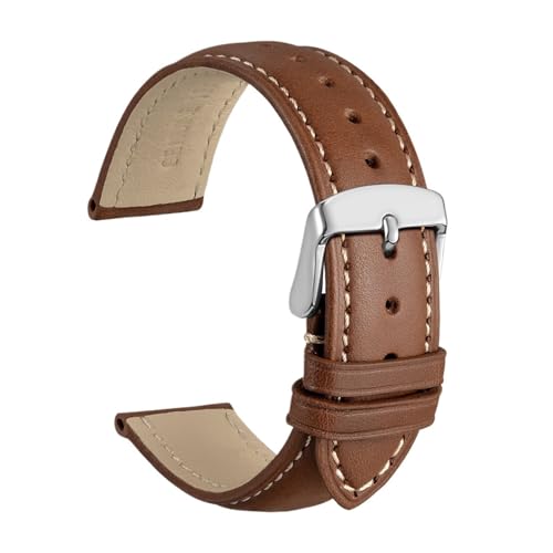 Aqxycvb Echtes Leder Uhrenarmband 14mm 16mm 18mm 19mm 20mm 21mm 22mm 23mm 24mm Ersatzbänder Armband for Männer Frauen (Color : Cinnamon Brown-S, Size : 20mm) von Aqxycvb