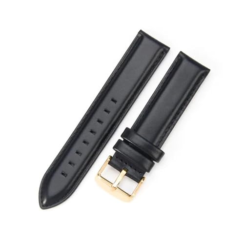 Aqxycvb For Uhr Strap Frauen Qualität Echtes Leder Armband 12/13mm 14mm 17mm 18mm 19mm 20mm 22mm Männer Armband (Color : Black-Gold, Size : 17mm) von Aqxycvb