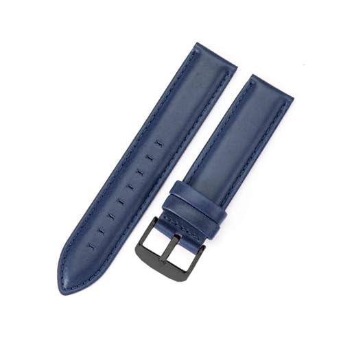 Aqxycvb For Uhr Strap Frauen Qualität Echtes Leder Armband 12/13mm 14mm 17mm 18mm 19mm 20mm 22mm Männer Armband (Color : Blue-Black, Size : 14mm) von Aqxycvb
