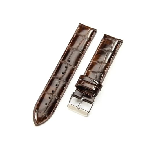 Aqxycvb For Uhr Strap Frauen Qualität Echtes Leder Armband 12/13mm 14mm 17mm 18mm 19mm 20mm 22mm Männer Armband (Color : Crococodile-Brown-SV, Size : 12mm) von Aqxycvb