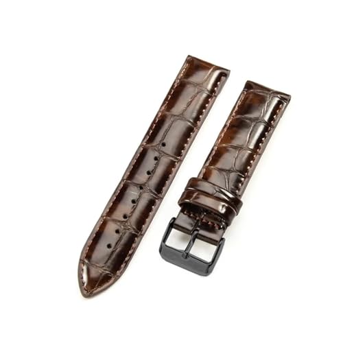 Aqxycvb For Uhr Strap Frauen Qualität Echtes Leder Armband 12/13mm 14mm 17mm 18mm 19mm 20mm 22mm Männer Armband (Color : Crocodile-Brown-BK, Size : 13mm) von Aqxycvb