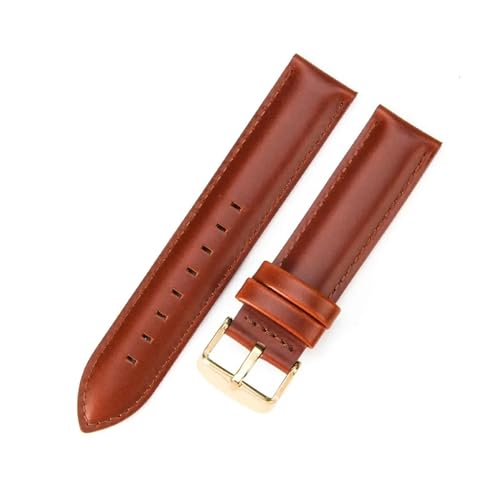 Aqxycvb For Uhr Strap Frauen Qualität Echtes Leder Armband 12/13mm 14mm 17mm 18mm 19mm 20mm 22mm Männer Armband (Color : Red Brown-Gold, Size : 13mm) von Aqxycvb