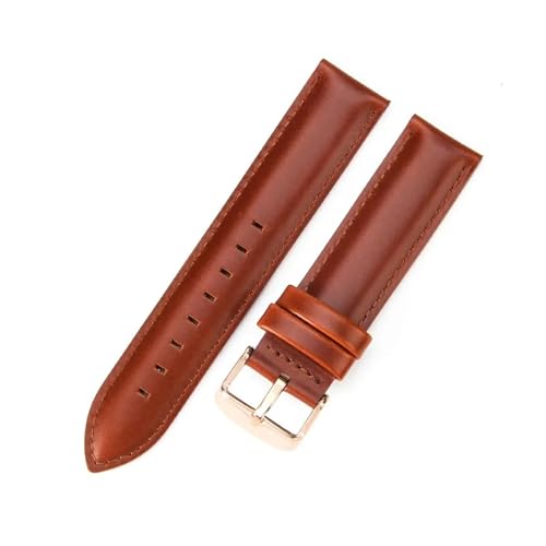 Aqxycvb For Uhr Strap Frauen Qualität Echtes Leder Armband 12/13mm 14mm 17mm 18mm 19mm 20mm 22mm Männer Armband (Color : Red Brown-RoseGold, Size : 12mm) von Aqxycvb