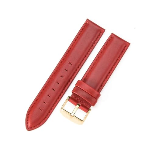 Aqxycvb For Uhr Strap Frauen Qualität Echtes Leder Armband 12/13mm 14mm 17mm 18mm 19mm 20mm 22mm Männer Armband (Color : Red-Gold, Size : 18mm) von Aqxycvb