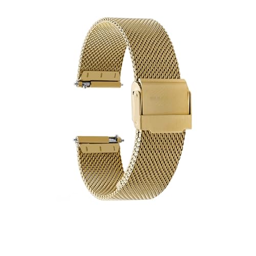 Aqxycvb Mesh-Uhrenarmband for Uhren-Milanese-Armband 12 13 14 15 16 17 18 19 20 21 22 23 24 mm Männer Frauen Stahl-Uhrenarmband-Werkzeuge (Color : Gold, Size : 21mm) von Aqxycvb