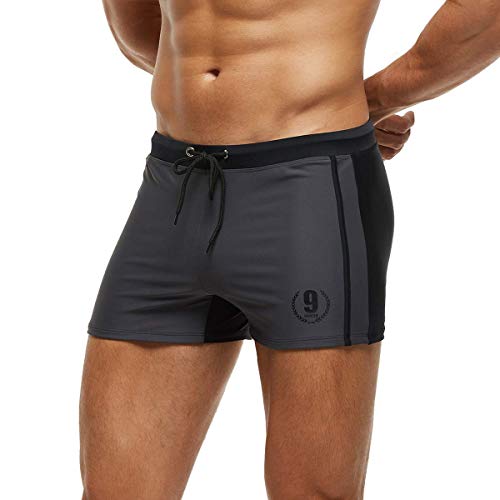 Arcweg Badehose Herren Eng Kurz Badeshorts mit Tunnelzug Schwimmhose Wassersport Kurze Hose UV Schutz Jungen Schwimmwear Grau L(EU)-MarkeGröße XL von Arcweg