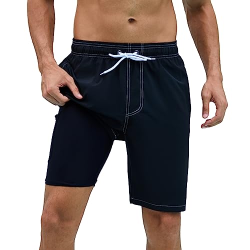 Arcweg Badehose für Herren Badeshorts mit Kompression 2 in 1 Schnelltrocknende Strandshorts Männer Elastisch Surf Shorts mit Reißverschlusstaschen XS-2XL Schwarz M（EU von Arcweg