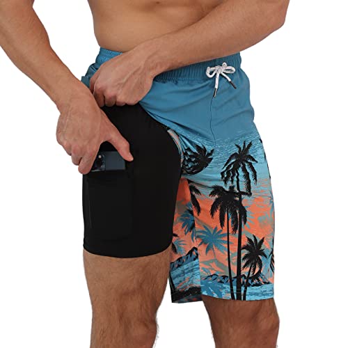 Arcweg Badehose für Herren Badeshorts mit Kompression 2 in 1 Swimming Shorts Schnelltrocknend Männer Kurz Strandhose Mit Reißverschlusstasche Strandshorts 2XL （EU） von Arcweg