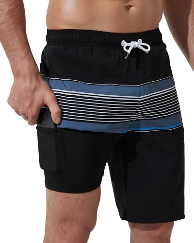 Arcweg Badehose für Herren Badeshorts mit Kompression 2 in 1 Swimming Shorts Schnelltrocknend Männer Kurz Strandhose Mit Reißverschlusstasche Strandshorts 2XL （EU） von Arcweg