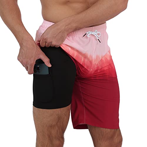 Arcweg Badehose für Herren Badeshorts mit Kompression 2 in 1 Swimming Shorts Schnelltrocknend Männer Kurz Strandhose Mit Reißverschlusstasche Strandshorts L （EU） von Arcweg