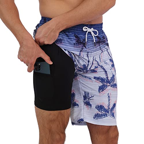 Arcweg Badehose für Herren Badeshorts mit Kompression 2 in 1 Swimming Shorts Schnelltrocknend Männer Kurz Strandhose Mit Reißverschlusstasche Strandshorts XL （EU） von Arcweg