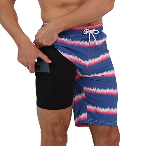 Arcweg Badehose für Herren Badeshorts mit Kompression 2 in 1 Swimming Shorts Schnelltrocknend Männer Kurz Strandhose Mit Reißverschlusstasche Strandshorts XL （EU） von Arcweg