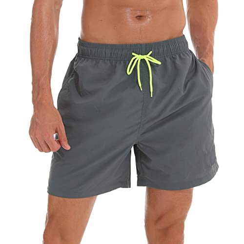 Arcweg Badehose für Herren Jungen Badeshorts für Männer Kurz Schnelltrocknend Beachshorts Boardshorts Strand Shorts mit Mesh-Futter und Verstellbarem Tunnelzug New Grau L(EU) von Arcweg