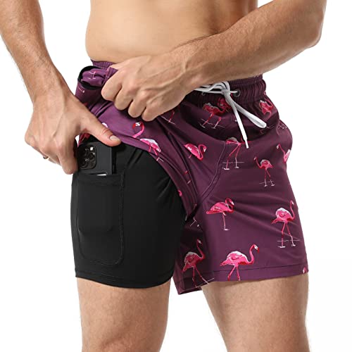 Arcweg Badehose für Herren mit Kompression Badeshorts 2 in 1 Schnelltrocknend lässige 5.5" Swim Shorts mit Reißverschlusstasche 2XL（EU） von Arcweg