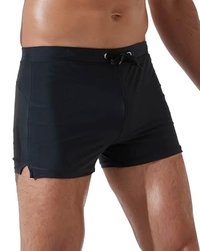 Arcweg Badeshorts für Herren Badehosen Kurz Schnelltrocknend Schwimmshorts Badehose Männer Schwimmhose Boxer Badepants eng anliegend Wassersport Kurze Hose mit Tunnelzug Schwarz S(EU) von Arcweg