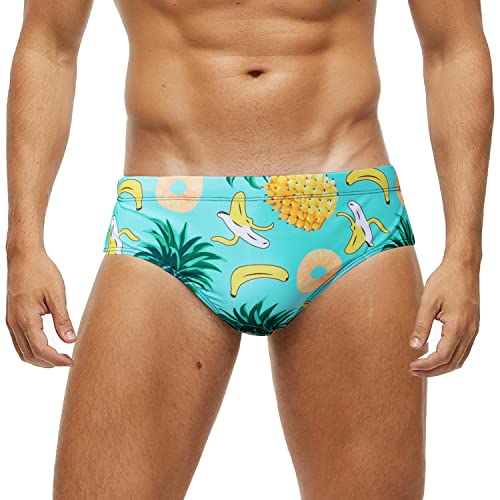 Arcweg Herren Badehose Slip Niedrige Taille mit Abnehmbarem Pad Bademode Elastische Strandshorts Boxer Unterwäsche, Big Triangle Ananas, Large von Arcweg