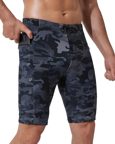 Arcweg Herren Jammers Lang Badehose Kompression Schwimmen Badeanzug Jammer für Herren & Jungen knielangen Badehose zum Schwimmen Racing Trainings Tarnfarbe XL(EU) von Arcweg