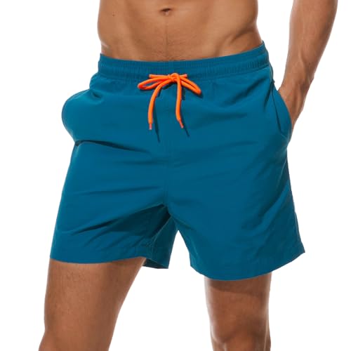 Arcweg Badehose für Herren Jungen Badeshorts für Männer Kurz Schnelltrocknend Beachshorts Boardshorts Strand Shorts mit Mesh-Futter und Verstellbarem Tunnelzug New Blau-G L(EU) von Arcweg