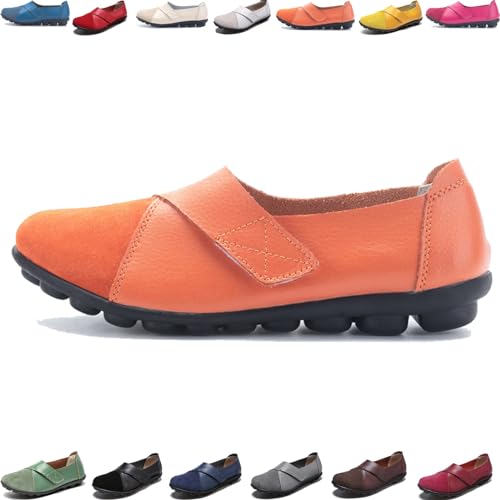 Argumub Orthocomfy Orthopädische Schuhe Damen Loafers Flache Unterseite Schlüpfen Freizeitschuhe (Orange, Erwachsene, Damen, 35, Numerisch, EU Schuhgrößensystem, M) von Argumub