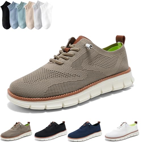 Argumub Wearbreeze Schuhe Herren, Slip-On-Oxfords für Herren, Business, Freizeit, Wandern, Tennis, Bequeme Schuhe, Turnschuhe (Khaki, Erwachsene, Herren, 42, Numerisch, EU Schuhgrößensystem, M) von Argumub