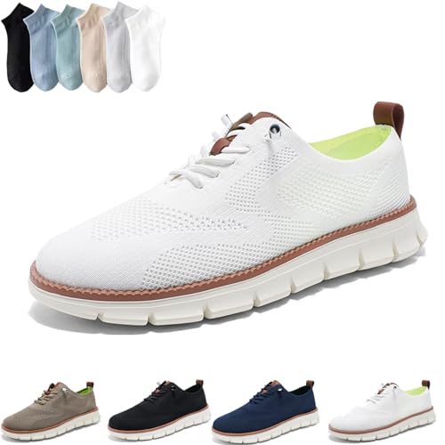 Argumub Wearbreeze Schuhe Herren, Slip-On-Oxfords für Herren, Business, Freizeit, Wandern, Tennis, Bequeme Schuhe, Turnschuhe (Weiß, Erwachsene, Herren, 39, Numerisch, EU Schuhgrößensystem, M) von Argumub