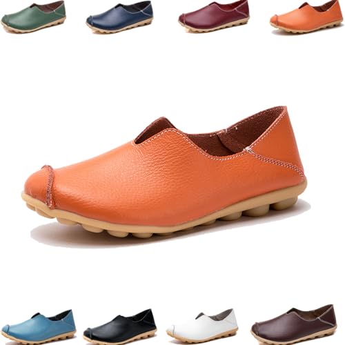 Argumub Zentiv OrthoBounce Orthopädische Schuhe Damen Loafers Flache Unterseite Schlüpfen Freizeitschuhe (Orange, Erwachsene, Damen, 35, Numerisch, EU Schuhgrößensystem, M) von Argumub