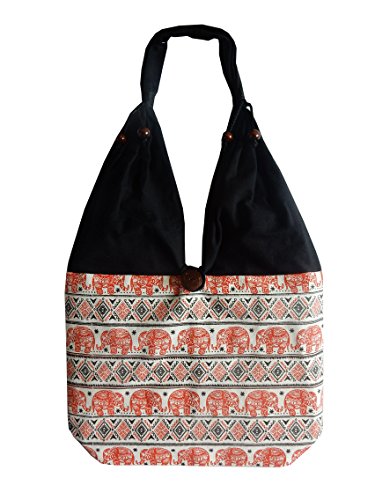 Schultertasche aus Baumwolle mit Elefanten Muster von Ariyas Thaishop