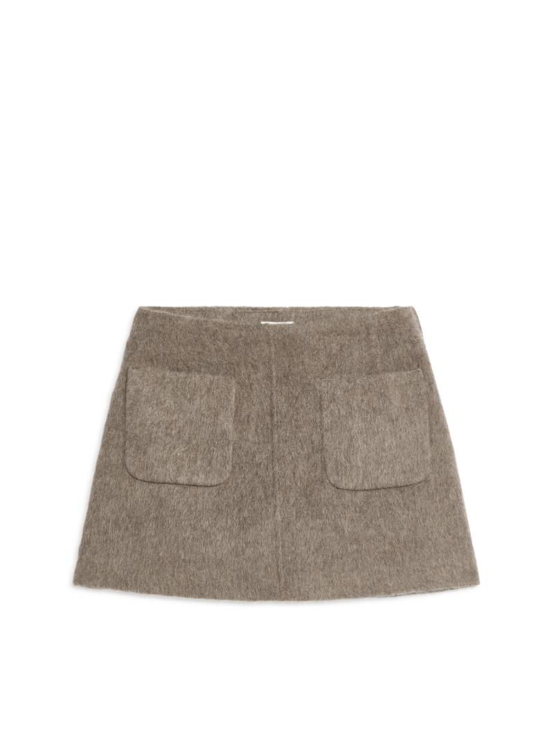 Arket Minirock aus Wolle Taupe, Röcke in Größe 44. Farbe: Mole von Arket