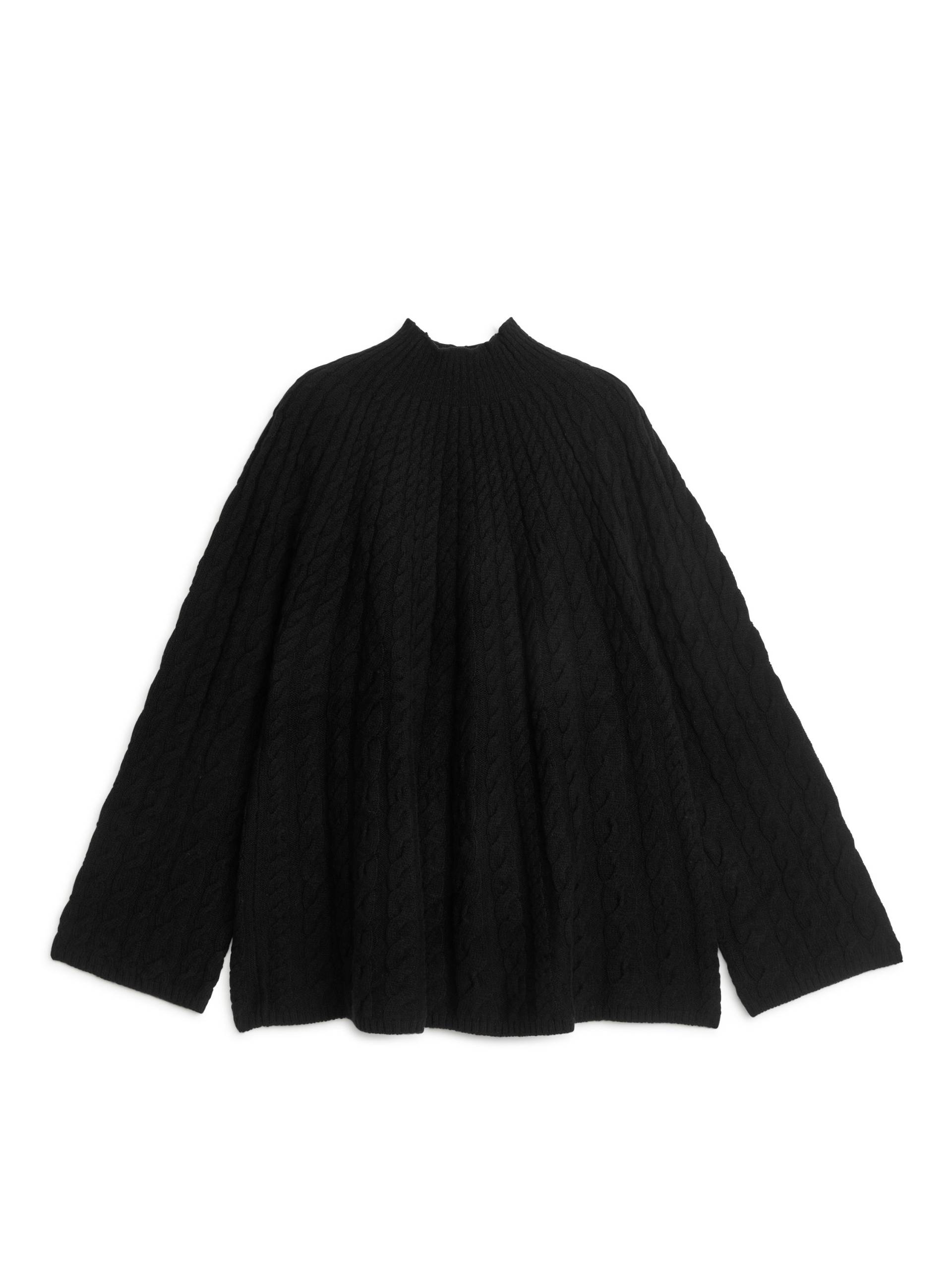 Arket Strickpullover aus Wolle mit Zopfmuster Schwarz in Größe XS. Farbe: Black von Arket