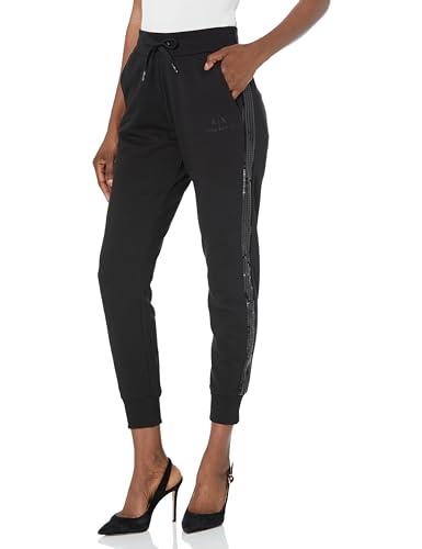 A|X ARMANI EXCHANGE Damen Jogginghose aus French Terry mit Pailletten Trainingshose, Schwarz, X-Klein von Emporio Armani