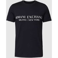 ARMANI EXCHANGE T-Shirt mit Label-Print Modell 'milano/nyc' in Dunkelblau, Größe S von Armani Exchange