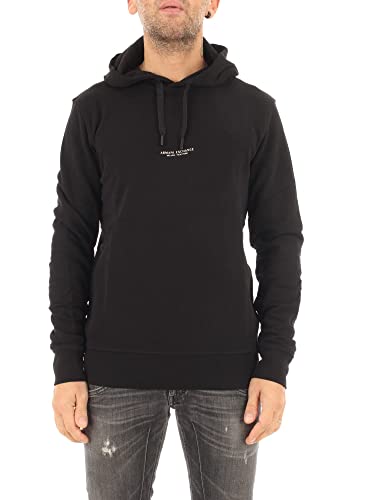 Armani Exchange Herren Pull-Over Hooded Sweatshirt with Front Back Logo Kapuzenpullover, Schwarz, Large von Armani Exchange