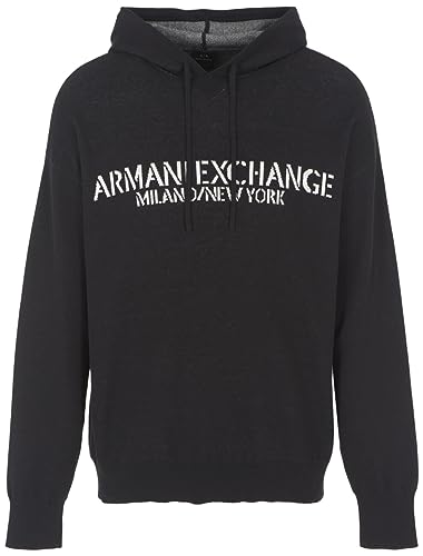 Armani Exchange Bright Up M6D Men's Gassed Cotton, Hooded Neck, Casual FitPullover SweaterBlackLarge von Armani Exchange