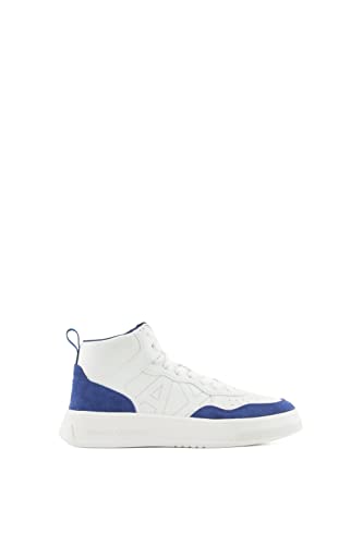 Armani Exchange Damen Comfort Fit, Cow Suede, Side Sewn Logo Sneaker, White Blue, 36 EU von Armani Exchange