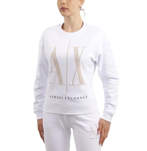 Armani Exchange Damen Studded Icon Sweatshirt Sweatshirt, Weiß, XL von Armani Exchange